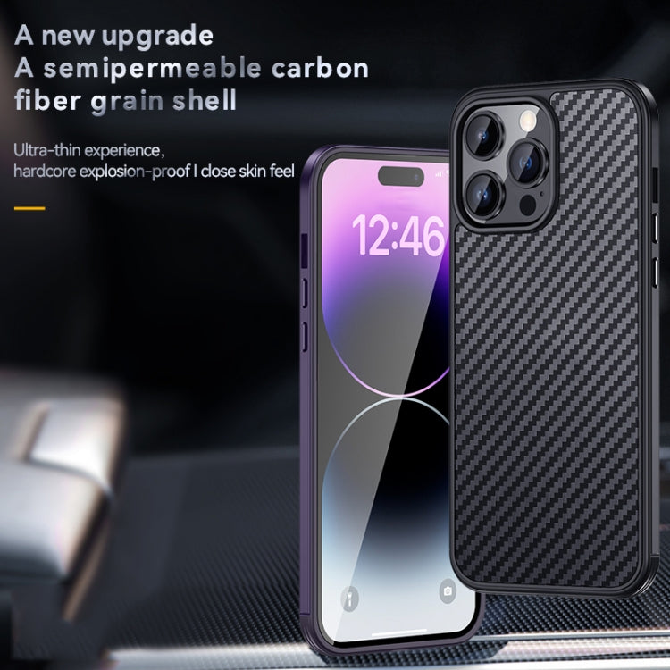 For iPhone 14 Plus SULADA Carbon Fiber Textured Shockproof Metal + TPU Frame Case(Dark Purple) - iPhone 14 Plus Cases by SULADA | Online Shopping South Africa | PMC Jewellery