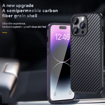 For iPhone 14 Plus SULADA Carbon Fiber Textured Shockproof Metal + TPU Frame Case(Black) - iPhone 14 Plus Cases by SULADA | Online Shopping South Africa | PMC Jewellery