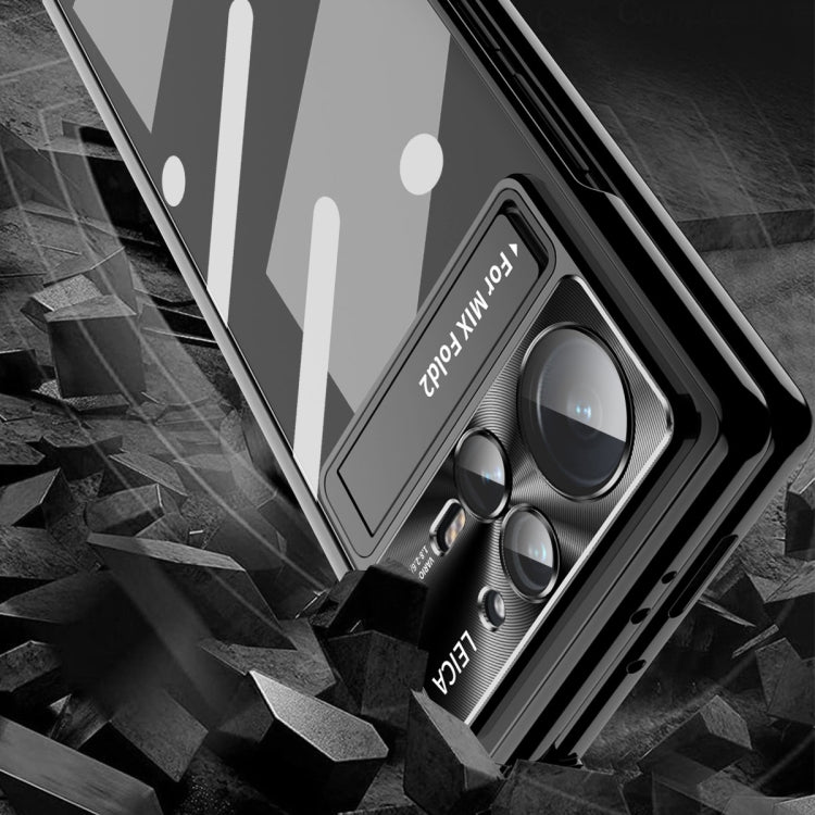 For Xiaomi Mix Fold 2 Magnetic Hinges Plating Phone Case with Holder(Rose Gold) - Xiaomi Cases by PMC TechLife | Online Shopping South Africa | PMC TechLife
