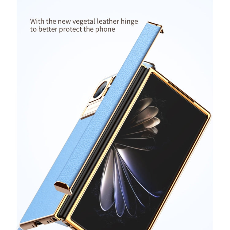 For Xiaomi Mix Fold 2 Electroplated Frame Plain Leather Phone Case(Green) - Xiaomi Cases by PMC TechLife | Online Shopping South Africa | PMC TechLife