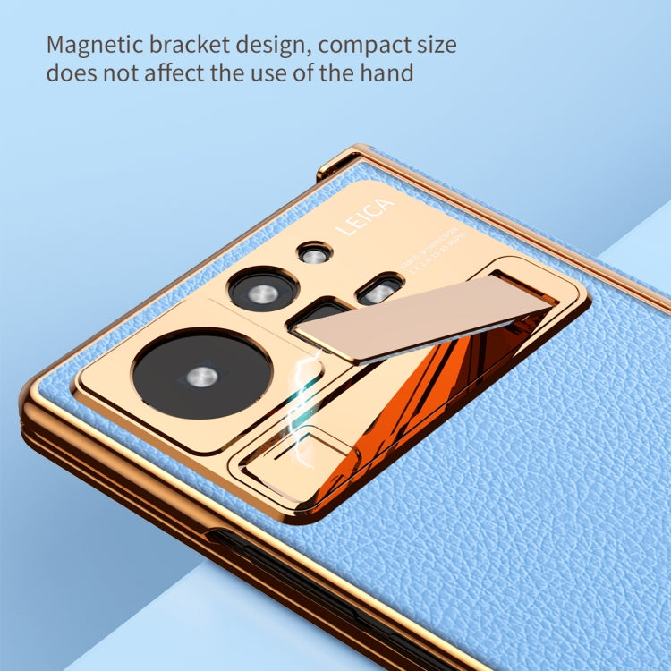 For Xiaomi Mix Fold 2 Electroplated Frame Plain Leather Phone Case(Red) - Xiaomi Cases by PMC TechLife | Online Shopping South Africa | PMC TechLife