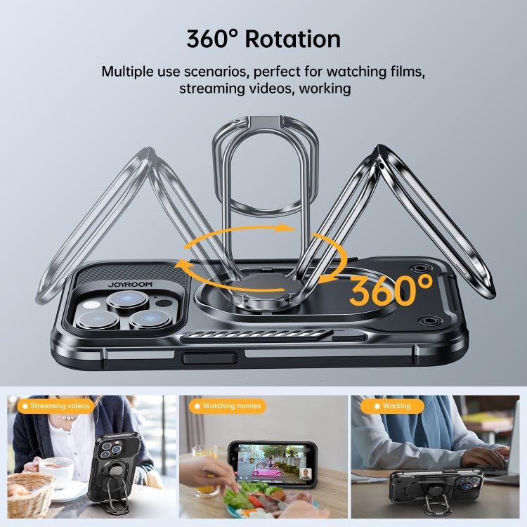 For iPhone 14 Pro JOYROOM PC + TPU Dual-layer Shockproof Phone Case with Rotating Holder(Black) - iPhone 14 Pro Cases by JOYROOM | Online Shopping South Africa | PMC TechLife | Buy Now Pay Later Mobicred