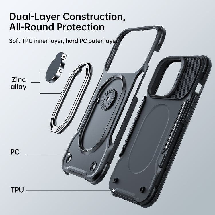 For iPhone 14 Plus JOYROOM PC + TPU Dual-layer Shockproof Phone Case with Rotating Holder(Black) - iPhone 14 Plus Cases by JOYROOM | Online Shopping South Africa | PMC Jewellery