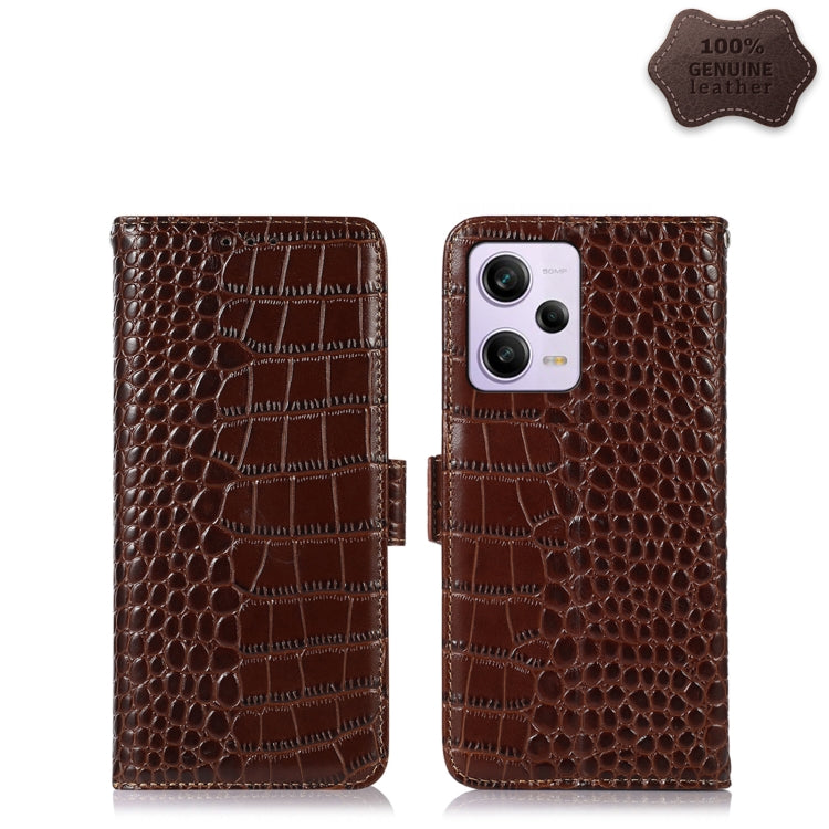 For Xiaomi Redmi Note 12 Pro 5G China Crocodile Top Layer Cowhide Leather Phone Case(Brown) - Note 12 Pro Cases by PMC Jewellery | Online Shopping South Africa | PMC Jewellery