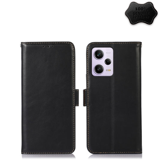 For Xiaomi Redmi Note 12 Pro 5G China Crazy Horse Top Layer Cowhide Leather Phone Case(Black) - Note 12 Pro Cases by PMC Jewellery | Online Shopping South Africa | PMC Jewellery