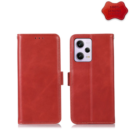 For Xiaomi Redmi Note 12 Pro 5G China Crazy Horse Top Layer Cowhide Leather Phone Case(Red) - Note 12 Pro Cases by PMC Jewellery | Online Shopping South Africa | PMC Jewellery