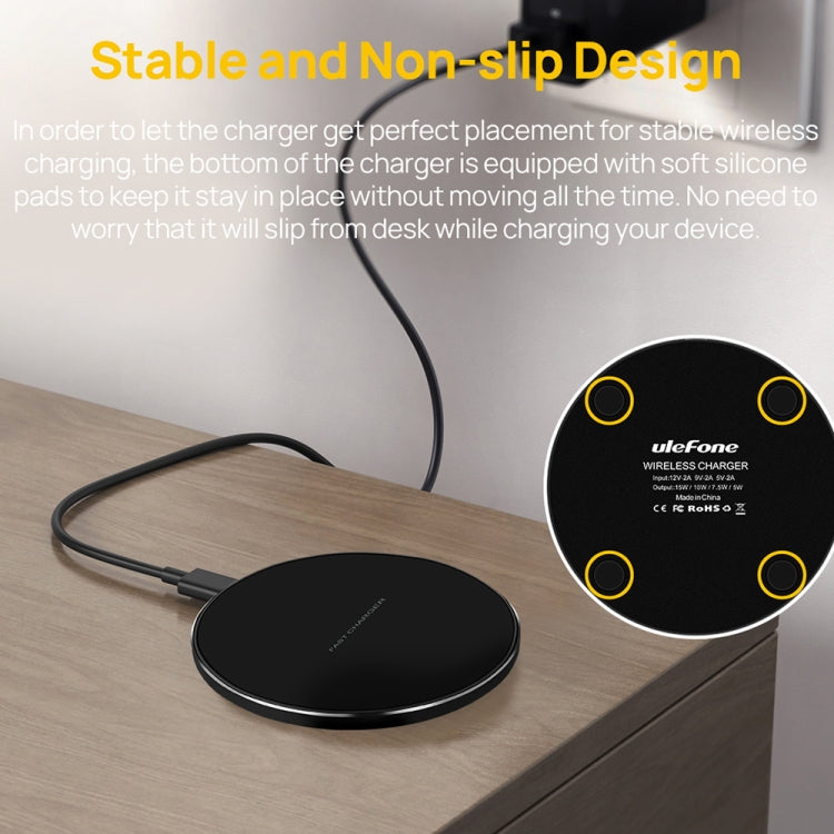 Ulefone UF005 15W Round Fast Charging Qi Wireless Charger(Black) - Wireless Charger by Ulefone | Online Shopping South Africa | PMC Jewellery