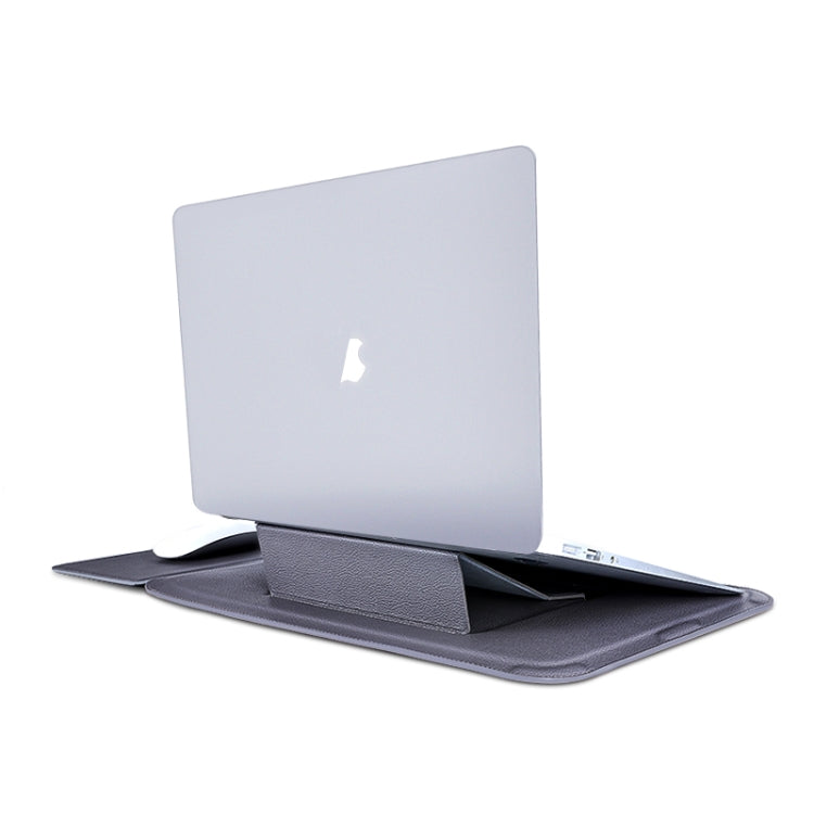 For MacBook 12 / 14 inch PU Leather 4 in 1 Laptop Bag with Functional Bracket(Dark Blue) - Protective Bags by PMC TechLife | Online Shopping South Africa | PMC TechLife