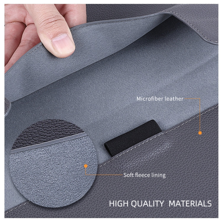For MacBook 15 / 16 inch PU Leather 4 in 1 Laptop Bag with Functional Bracket(Dark Blue) - Protective Bags by PMC TechLife | Online Shopping South Africa | PMC TechLife