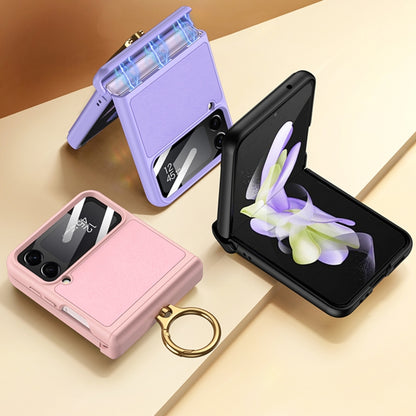 For Samsung Galaxy Z Flip4 GKK Magnetic Fold Hinge Full Coverage Phone Case with Ring Holder(Purple) - Galaxy Z Flip4 5G Cases by GKK | Online Shopping South Africa | PMC Jewellery