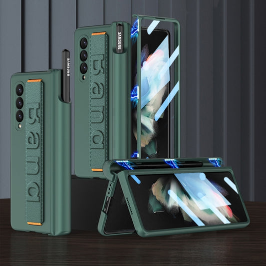 For Samsung Galaxy Z Fold3 5G GKK Magnetic Fold Hinge Shockproof Phone Case with Wrist Strap(Green) - Galaxy Phone Cases by GKK | Online Shopping South Africa | PMC Jewellery