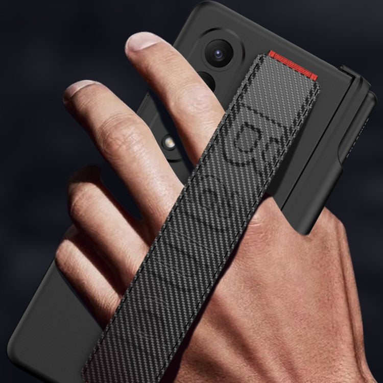 For Samsung Galaxy Z Fold4 GKK Magnetic Fold Hinge Shockproof Phone Case with Wrist Strap(Carbon Fibre) - Galaxy Z Fold4 5G Cases by GKK | Online Shopping South Africa | PMC Jewellery