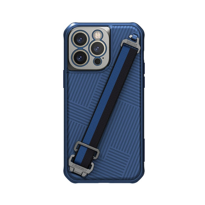 For iPhone 14 Pro Max NILLKIN Full Coverage Phone Case with Wrist Strap(Blue) - iPhone 14 Pro Max Cases by NILLKIN | Online Shopping South Africa | PMC Jewellery