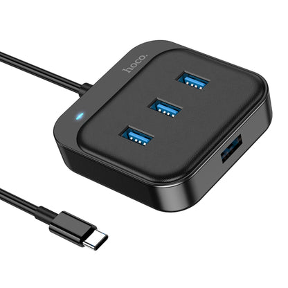 hoco HB31 Easy 4 in 1 USB-C / Type-C to USB3.0x4 Converter, Cable Length: 0.2m(Black) - USB HUB by hoco | Online Shopping South Africa | PMC Jewellery