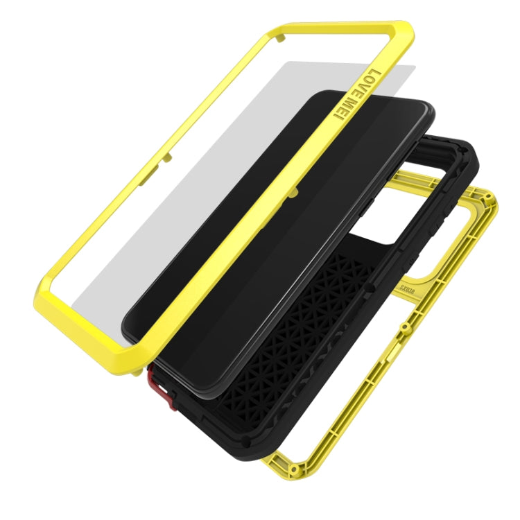 For Galaxy A30s LOVE MEI Metal Shockproof Waterproof Dustproof Protective Case(Yellow) - Galaxy Phone Cases by LOVE MEI | Online Shopping South Africa | PMC Jewellery | Buy Now Pay Later Mobicred