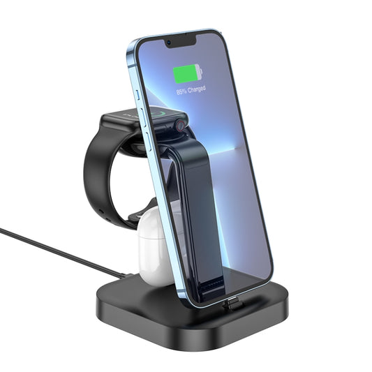 hoco CW43 Graceful 3 in 1 Wireless Charger(Black) - Wireless Charger by hoco | Online Shopping South Africa | PMC Jewellery