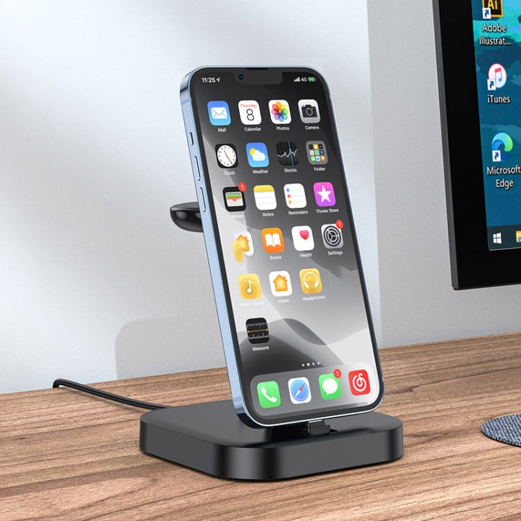 hoco CW43 Graceful 3 in 1 Wireless Charger(Black) - Wireless Charger by hoco | Online Shopping South Africa | PMC Jewellery