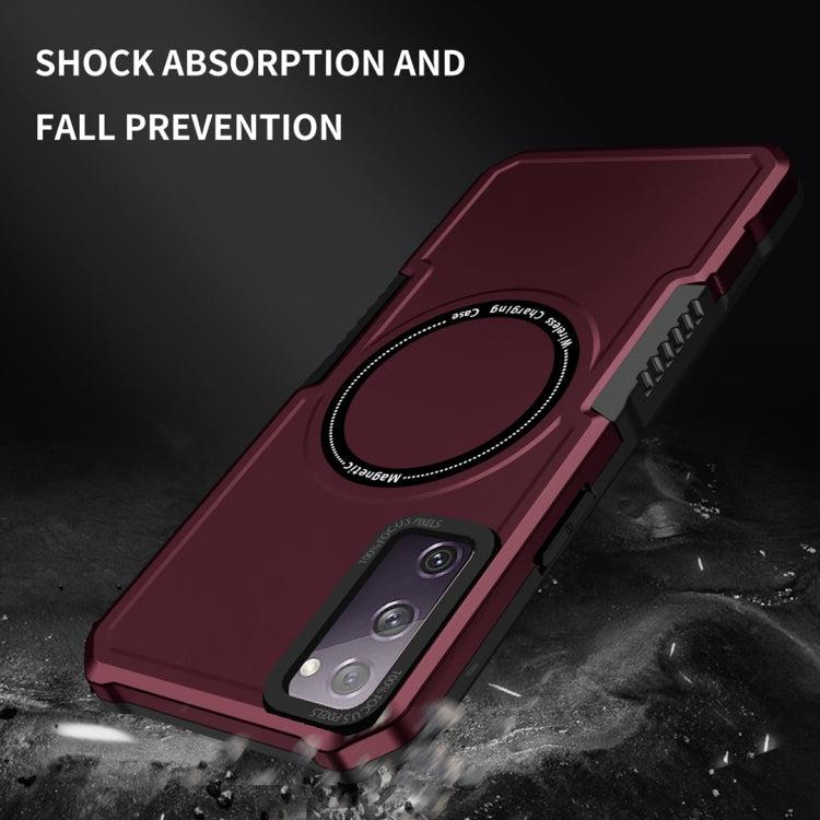 For Samsung Galaxy S20 FE MagSafe Shockproof Armor Phone Case(Wine Red) - Galaxy S20 FE Cases by PMC Jewellery | Online Shopping South Africa | PMC Jewellery