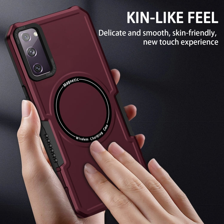 For Samsung Galaxy S20 FE MagSafe Shockproof Armor Phone Case(Wine Red) - Galaxy S20 FE Cases by PMC Jewellery | Online Shopping South Africa | PMC Jewellery