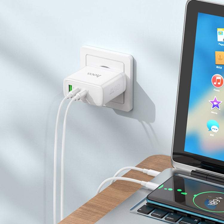 hoco N30 Glory PD 65W USB+ Dual USB-C/Type-C Interface Fast Charge Charger, EU Plug(White) - USB Charger by hoco | Online Shopping South Africa | PMC Jewellery