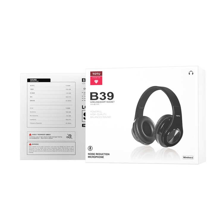 TOTUDESIGN B39 Wireless Bluetooth V5.0 Foldable Headphones(Black) - Headset & Headphone by TOTUDESIGN | Online Shopping South Africa | PMC Jewellery