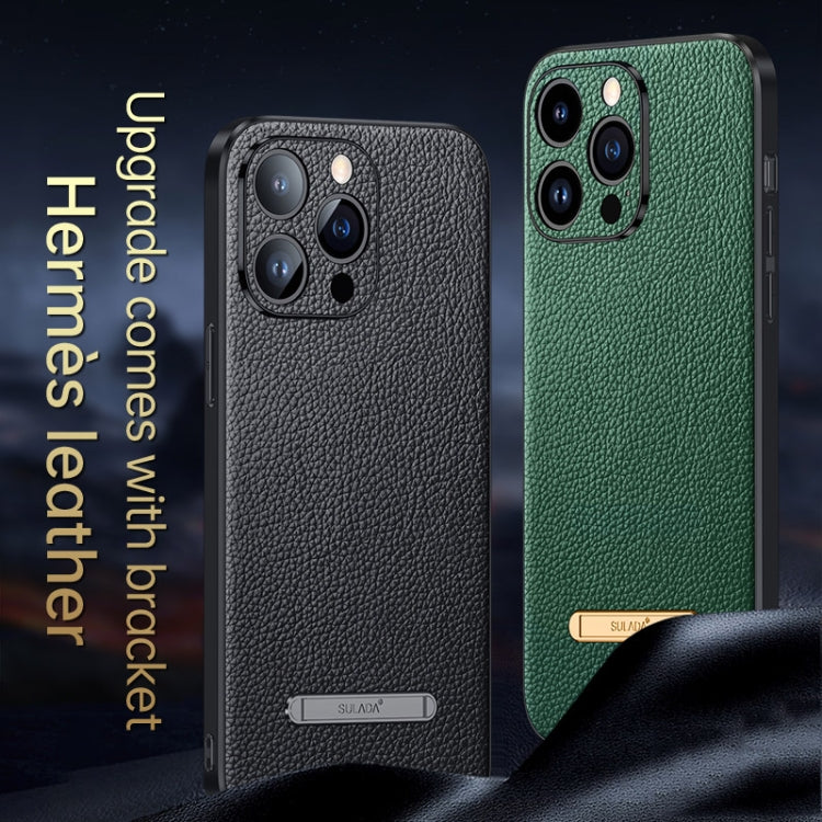 For iPhone 14 Plus SULADA Famous Artisan Series Litchi Leather PC + TPU Phone Case(Brown) - iPhone 14 Plus Cases by SULADA | Online Shopping South Africa | PMC Jewellery