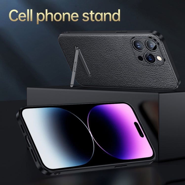 For iPhone 14 Plus SULADA Famous Artisan Series Litchi Leather PC + TPU Phone Case(Black) - iPhone 14 Plus Cases by SULADA | Online Shopping South Africa | PMC TechLife | Buy Now Pay Later Mobicred