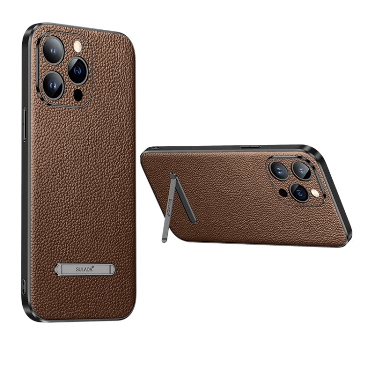 For iPhone 14 Pro SULADA Famous Artisan Series Litchi Leather PC + TPU Phone Case(Brown) - iPhone 14 Pro Cases by SULADA | Online Shopping South Africa | PMC Jewellery