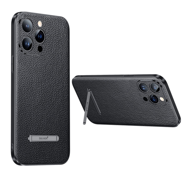 For iPhone 14 Pro Max SULADA Famous Artisan Series Litchi Leather PC + TPU Phone Case(Black) - iPhone 14 Pro Max Cases by SULADA | Online Shopping South Africa | PMC Jewellery