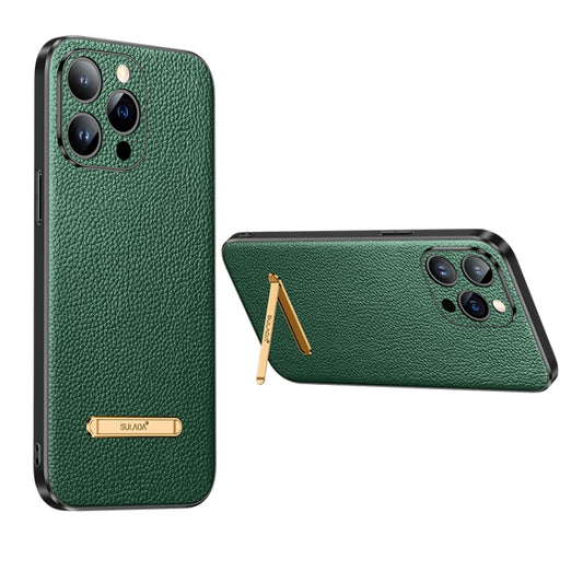 For iPhone 14 Pro Max SULADA Famous Artisan Series Litchi Leather PC + TPU Phone Case(Dark Green) - iPhone 14 Pro Max Cases by SULADA | Online Shopping South Africa | PMC Jewellery