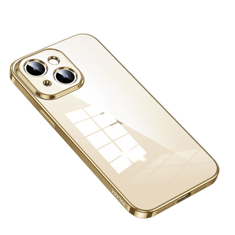 For iPhone 14 SULADA Shine Through Series Plating TPU Transparent Phone Protective Case(Gold) - iPhone 14 Cases by SULADA | Online Shopping South Africa | PMC Jewellery