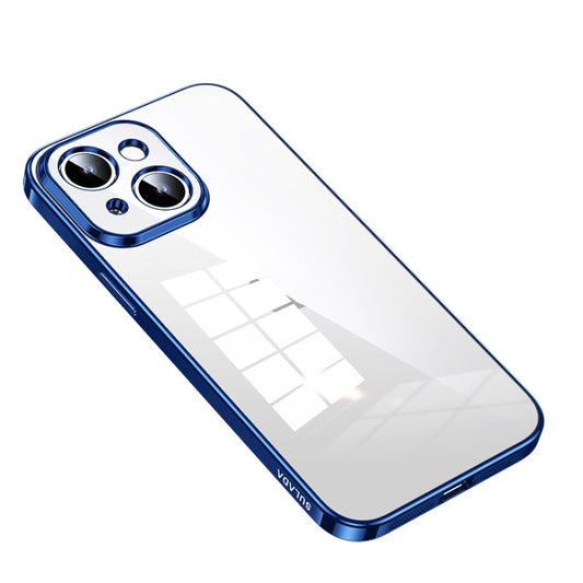 For iPhone 14 SULADA Shine Through Series Plating TPU Transparent Phone Protective Case(Blue) - iPhone 14 Cases by SULADA | Online Shopping South Africa | PMC Jewellery