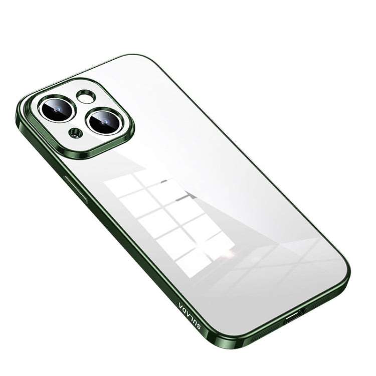 For iPhone 14 SULADA Shine Through Series Plating TPU Transparent Phone Protective Case(Green) - iPhone 14 Cases by SULADA | Online Shopping South Africa | PMC Jewellery