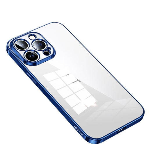 For iPhone 14 Pro Max SULADA Shine Through Series Plating TPU Transparent Phone Protective Case(Blue) - iPhone 14 Pro Max Cases by SULADA | Online Shopping South Africa | PMC Jewellery