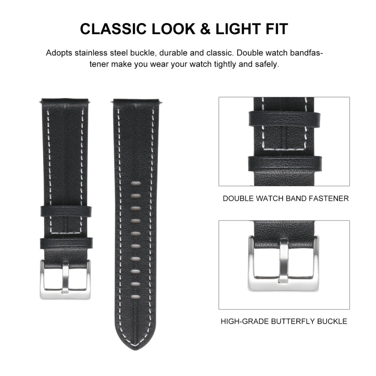 For Realme Watch 3/Amazfit GTR4/4 Pro Universal Grooved Genuine Leather Watch Band(Purple) - free shipping - PMC TechLife - Order now!