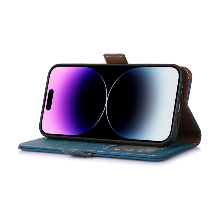 For Samsung Galaxy S22 Ultra 5G Genuine Leather Magnetic RFID Leather Phone Case(Blue) - free shipping - PMC TechLife - Order now!