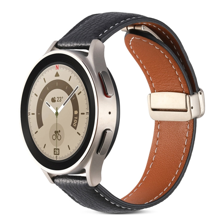 For Realme Watch 3/Amazfit GTR4/4 Pro Universal Folding Buckle Genuine Leather Watch Band(Black) - free shipping - PMC TechLife - Order now!