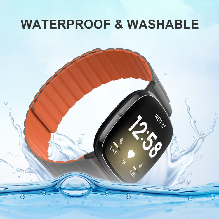 For Fitbit Versa 4 / Sense 2 Universal Magnetic Silicone Watch Band(Grey Yellow) - free shipping - PMC TechLife - Order now!