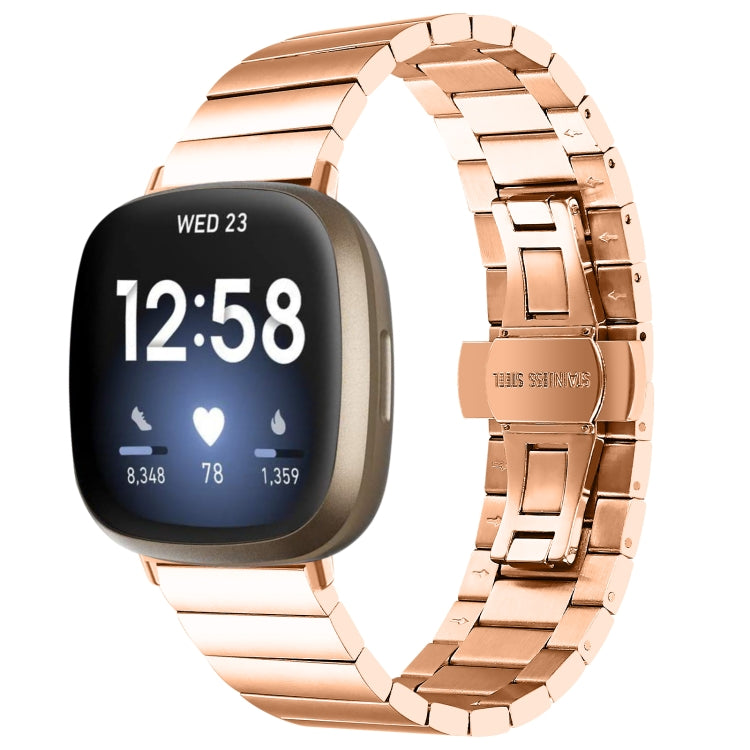 For Fitbit Versa 4 / Sense 2 Universal Butterfly Buckle Metal Watch Band(Rose Gold) - free shipping - PMC TechLife - Order now!