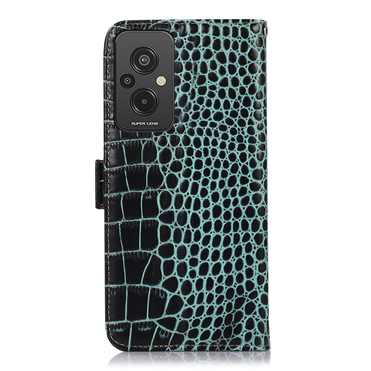 For Xiaomi Redmi 11 Prime 4G Magnetic Crocodile Texture Genuine Leather RFID Phone Case(Green) - Xiaomi Cases by PMC TechLife | Online Shopping South Africa | PMC TechLife
