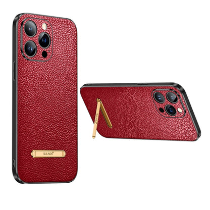 For iPhone 14 Plus SULADA Invisible Bracket Leather Back Cover Phone Case(Red) - iPhone 14 Plus Cases by SULADA | Online Shopping South Africa | PMC Jewellery