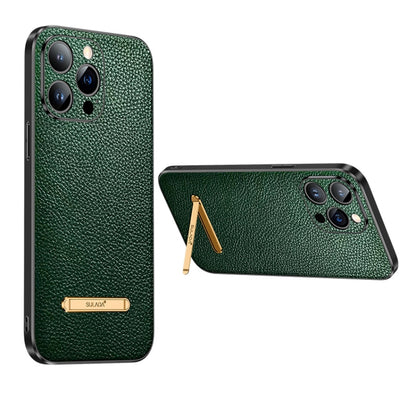 For iPhone 14 Plus SULADA Invisible Bracket Leather Back Cover Phone Case(Dark Green) - iPhone 14 Plus Cases by SULADA | Online Shopping South Africa | PMC Jewellery