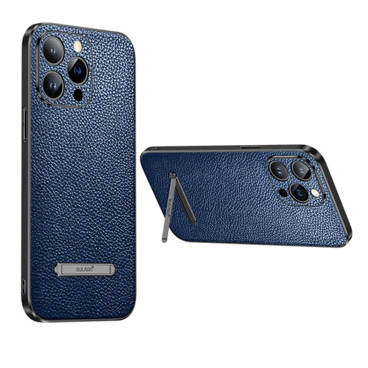 For iPhone 14 Pro SULADA Invisible Bracket Leather Back Cover Phone Case(Blue) - iPhone 14 Pro Cases by SULADA | Online Shopping South Africa | PMC Jewellery