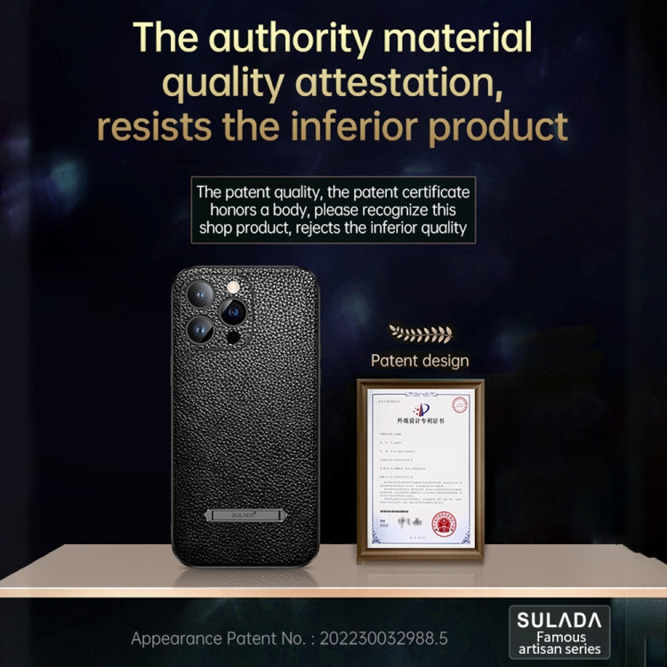 For iPhone 13 Pro SULADA Invisible Bracket Leather Back Cover Phone Case(Black) - iPhone 13 Pro Cases by SULADA | Online Shopping South Africa | PMC TechLife | Buy Now Pay Later Mobicred