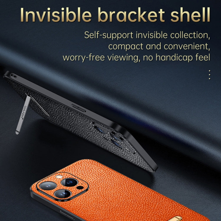 For iPhone 13 Pro Max SULADA Invisible Bracket Leather Back Cover Phone Case(Black) - iPhone 13 Pro Max Cases by SULADA | Online Shopping South Africa | PMC TechLife | Buy Now Pay Later Mobicred