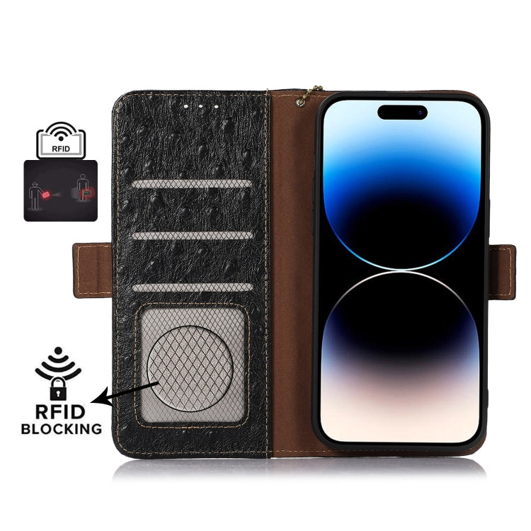For Xiaomi 13 Ostrich Pattern Genuine Leather RFID Phone Case(Black) - 13 Cases by PMC TechLife | Online Shopping South Africa | PMC TechLife