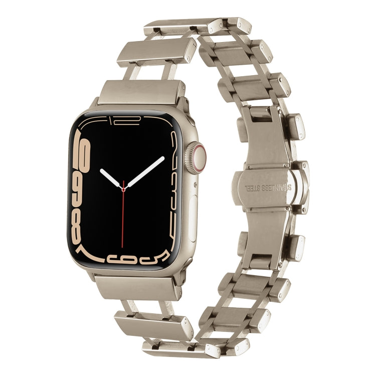 Hollow Stainless Steel Watch Band For Apple Watch Ultra 49mm / Series 8&7 45mm / SE 2&6&SE&5&4 44mm(Starlight) - free shipping - PMC TechLife - Order now!
