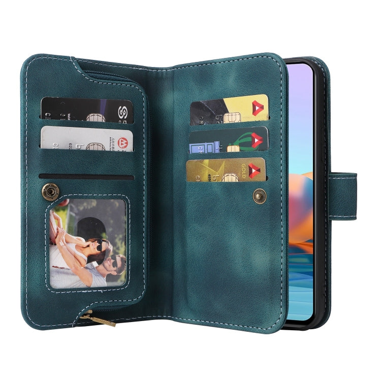 For Xiaomi Redmi Note 10 Pro 4G Multifunctional Card Slot Zipper Wallet Leather Phone Case(Blue) - Xiaomi Cases by PMC TechLife | Online Shopping South Africa | PMC TechLife | Buy Now Pay Later Mobicred