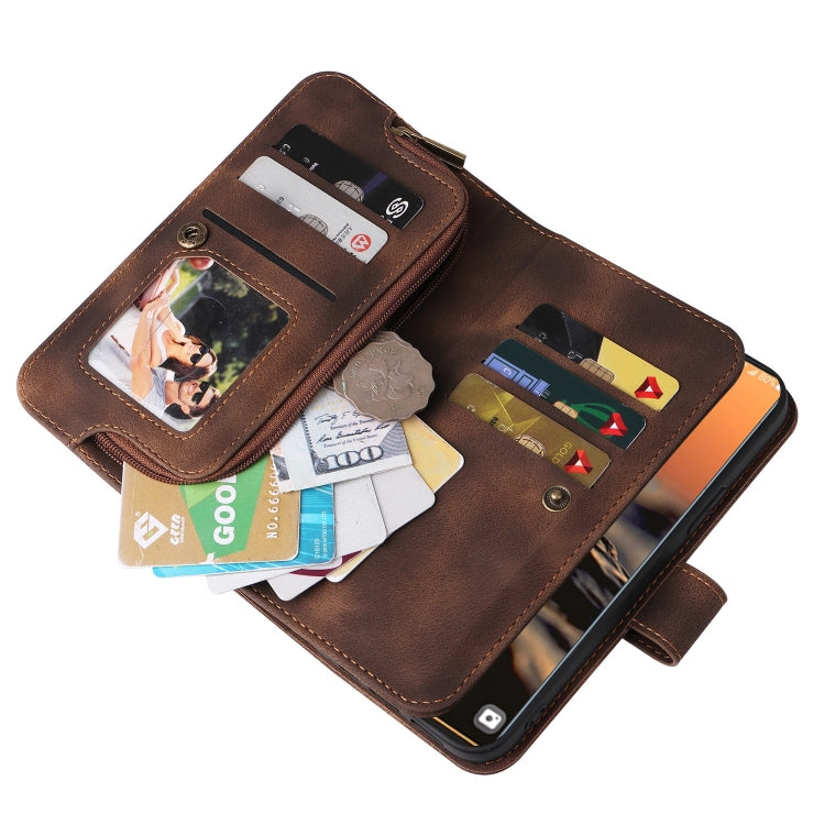 For Samsung Galaxy S23 Ultra 5G Multifunctional Card Slot Zipper Wallet Leather Phone Case(Brown) - free shipping - PMC TechLife - Order now!