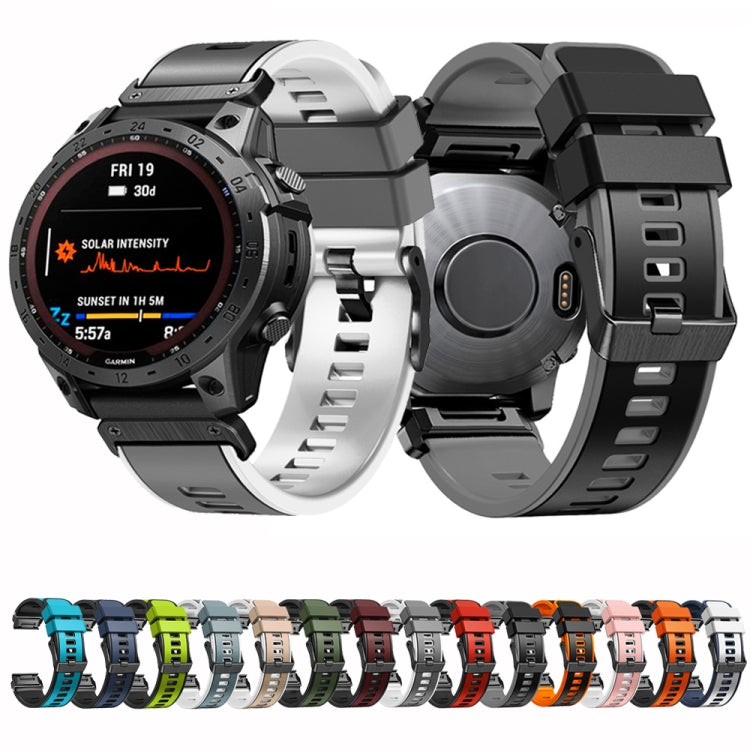 Compatible with Garmin Fenix 7X 26mm Plain Weave Two-Color Quick Release Silicone Watch Band(Blue Grey White) - free shipping - PMC TechLife - Order now!